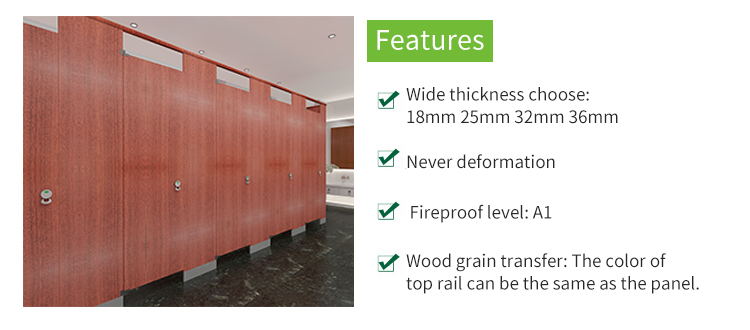 Wood grain transfer metal toilet cubicle